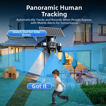 4G слънчево-захранвана охранителна камера, минимално осветление 0.002 lux, работна температура -40 до 70°C, 5V захранване, външна употреба