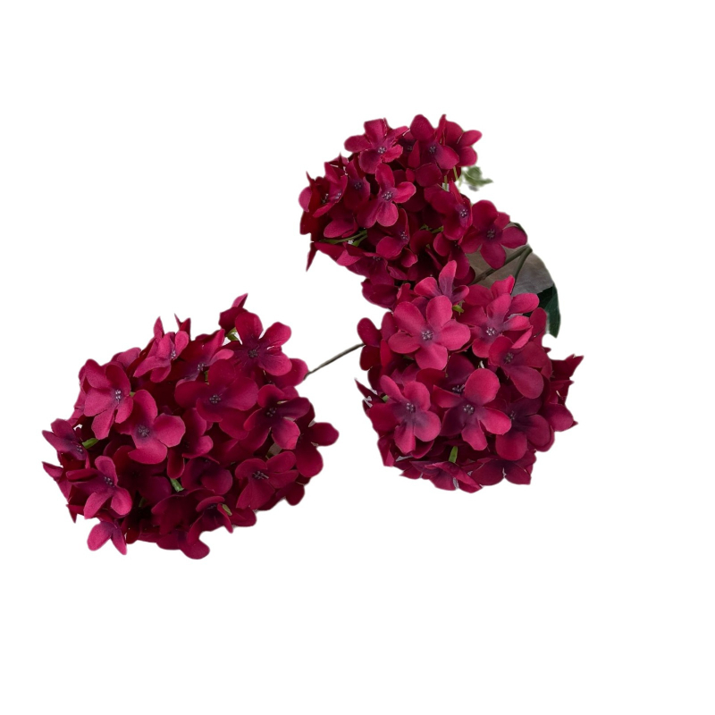 Orange hodvábne kvety, 3-hlavová pagodová hydrangea, kvetinová dekorácia s reliefovým štýlom pre svadbu a domovú výzdobu