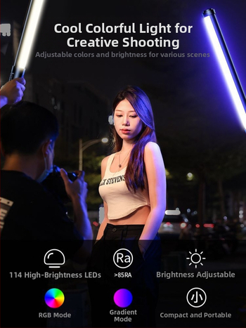 Ručný RGB svetelný tyč pre fotografovanie a video, prenášateľné doplňujúce svetlo do interiéru, 3 farebné teploty, pod 10W, Huibei