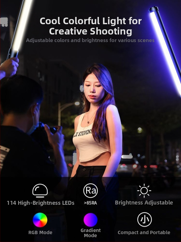 Ručný RGB svetelný tyč pre fotografovanie a video, prenášateľné doplňujúce svetlo do interiéru, 3 farebné teploty, pod 10W, Huibei