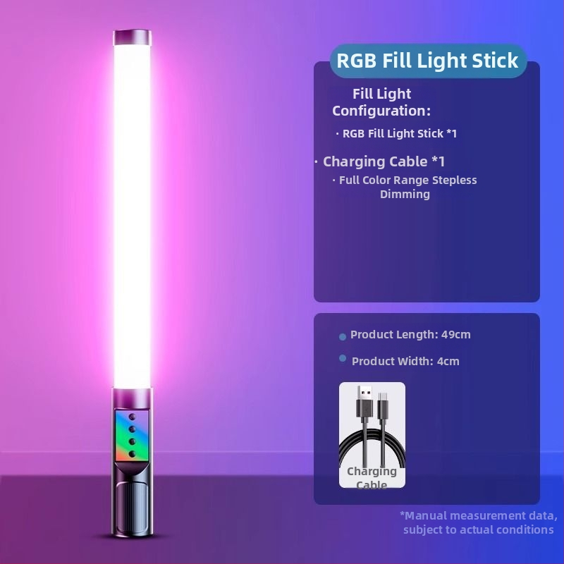 Ručný RGB svetelný tyč pre fotografovanie a video, prenášateľné doplňujúce svetlo do interiéru, 3 farebné teploty, pod 10W, Huibei