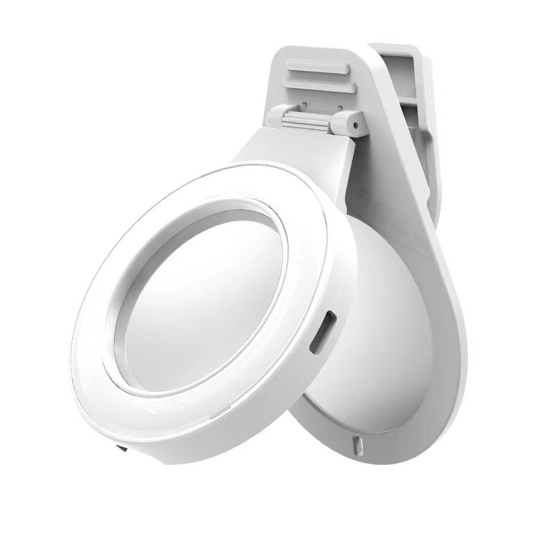 Oglindă de machiaj cu iluminare pentru streaming mobil – portabil, 3 în 1: oglindă de machiaj, lampă de înfrumusețare și oglindă unghi larg, model K60, DC5V, sub 10W