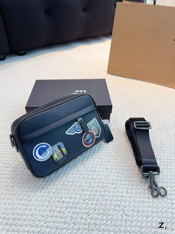 Vīriešu kameru plecu soma - PVC materiāls, brīvā laika ceļošanas stils, poliestera odere, 2018. gada pavasaris, ikdienas lietošanai