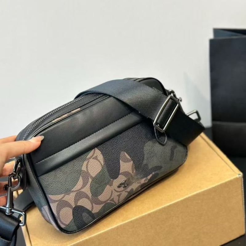 Vīriešu kameru plecu soma - PVC materiāls, brīvā laika ceļošanas stils, poliestera odere, 2018. gada pavasaris, ikdienas lietošanai