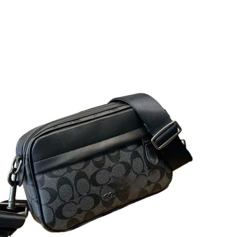 Vīriešu kameru plecu soma - PVC materiāls, brīvā laika ceļošanas stils, poliestera odere, 2018. gada pavasaris, ikdienas lietošanai