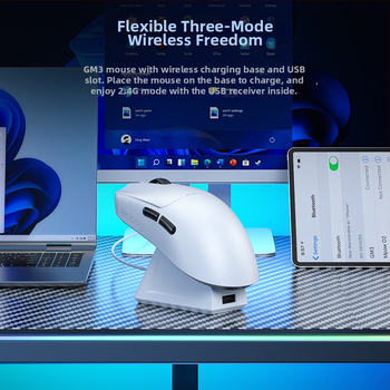 GM3 Bežični gaming miš s tri načina – Bluetooth, 2.4G i kabelska veza, 12000 DPI, 5 tipki, punjiva baterija