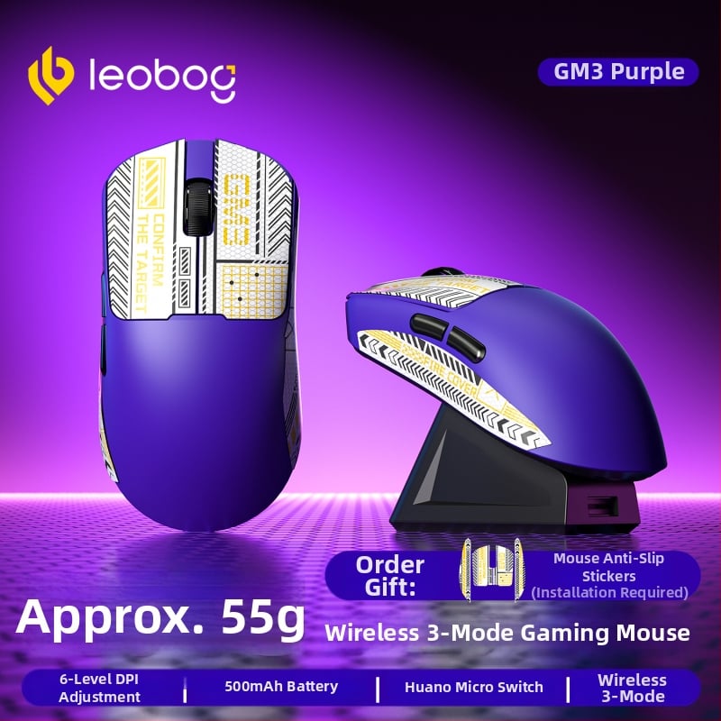 GM3 Bežični gaming miš s tri načina – Bluetooth, 2.4G i kabelska veza, 12000 DPI, 5 tipki, punjiva baterija