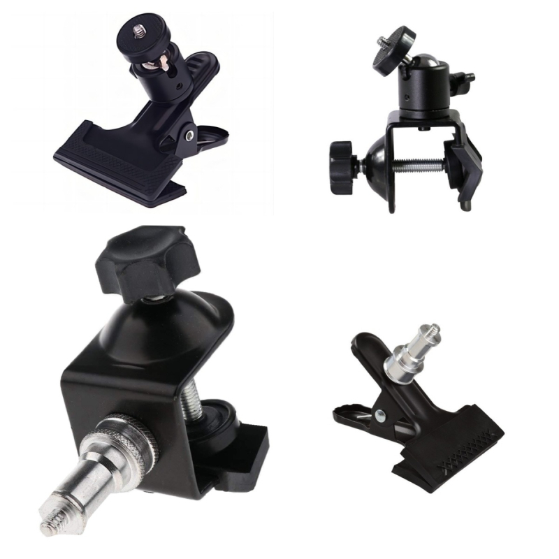 360°-os forgó PTZ clamp asztali tartó, C-típus, fém felépítés, gombos szerelés, univerzális kamerák és okostelefonok számára