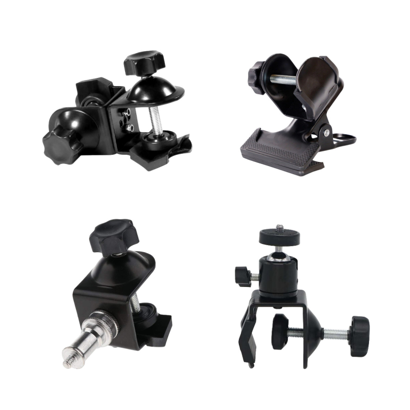 360°-os forgó PTZ clamp asztali tartó, C-típus, fém felépítés, gombos szerelés, univerzális kamerák és okostelefonok számára