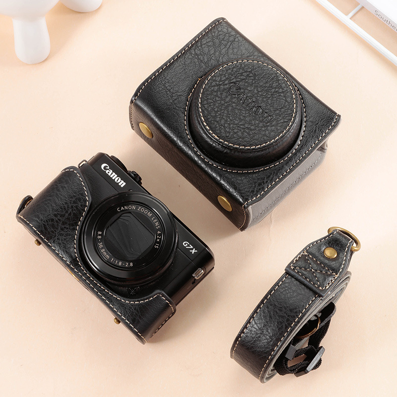 Kamerová taška Canon G7X — PU materiál, taška na rameno, zníženie zaťaženia, ohnutý ramenný popruh