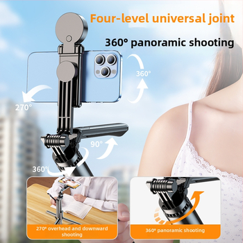 Bluetooth selfie stick ar telefonu, ar tripoda, pārnēsājams ceļojumu komplekts, rokas stabilizators, apgaismojums, tālvadība, materiāls nerūsējošais tērauds + ABS
