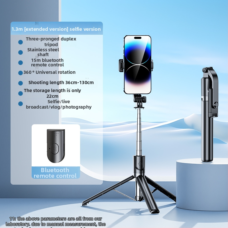 Bluetooth selfie stick ar telefonu, ar tripoda, pārnēsājams ceļojumu komplekts, rokas stabilizators, apgaismojums, tālvadība, materiāls nerūsējošais tērauds + ABS