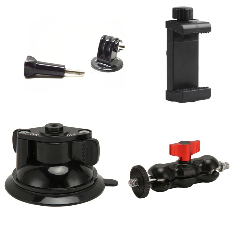 Trikojinio stovo galvos rinkinys, aliuminio lydinys, maksimali apkrova 2 kg, universalus siurbimo laikiklis telefonams, Magic Hand tvirtinimas veiksmo kameroms