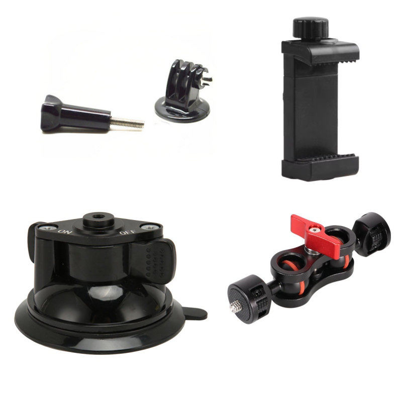 Trikojinio stovo galvos rinkinys, aliuminio lydinys, maksimali apkrova 2 kg, universalus siurbimo laikiklis telefonams, Magic Hand tvirtinimas veiksmo kameroms