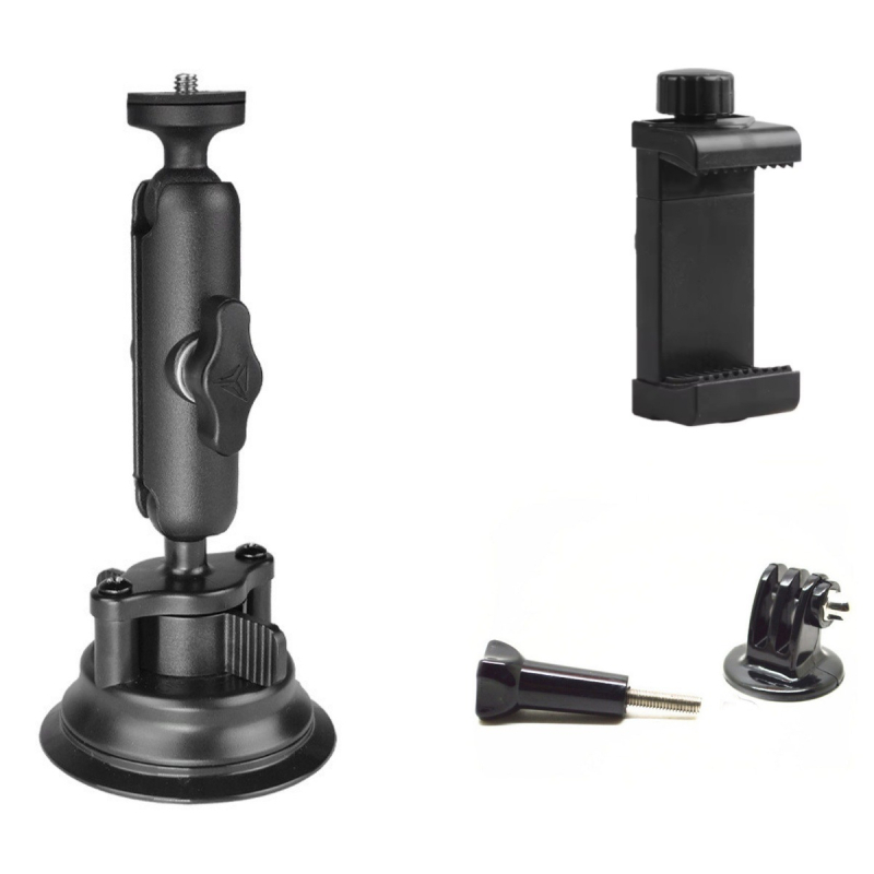 Trikojinio stovo galvos rinkinys, aliuminio lydinys, maksimali apkrova 2 kg, universalus siurbimo laikiklis telefonams, Magic Hand tvirtinimas veiksmo kameroms