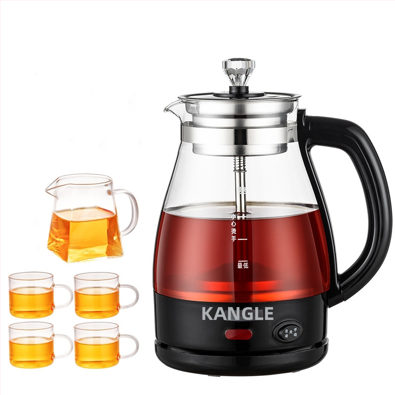 Daudzfunkcionāla tējas pagatavošanas ierīce ar borosilikāta stiklu, tilpums līdz 1 L, 600 W, 220 V, pogu vadība, piemērots 2–3 personām
