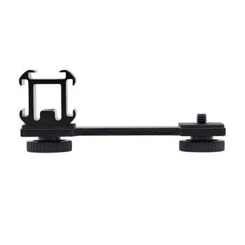 Aliuminio lydinio kryžminis laikiklis su hot shoe tvirtinimu SLR fotoaparatams, kelių pozicijų mobiliojo telefono laikiklis, maksimali apkrova 2 kg