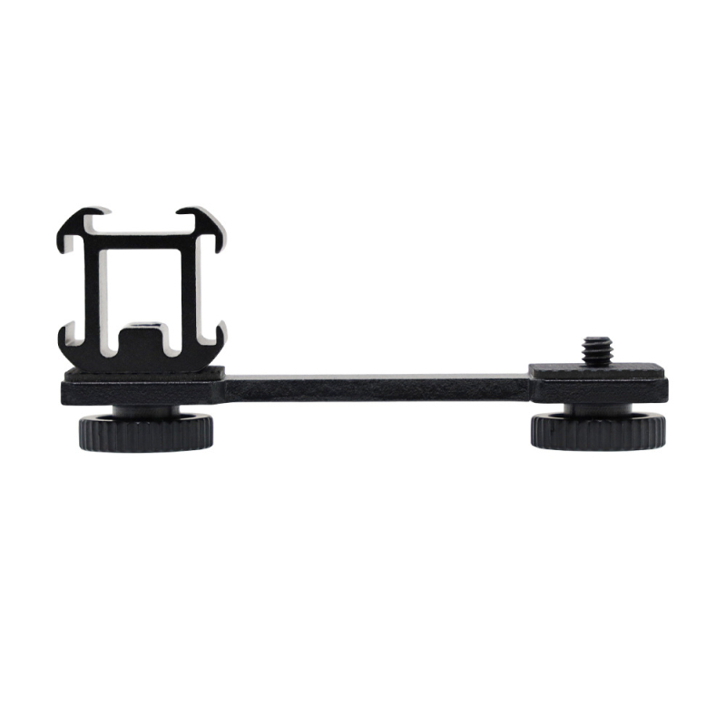 Aliuminio lydinio kryžminis laikiklis su hot shoe tvirtinimu SLR fotoaparatams, kelių pozicijų mobiliojo telefono laikiklis, maksimali apkrova 2 kg