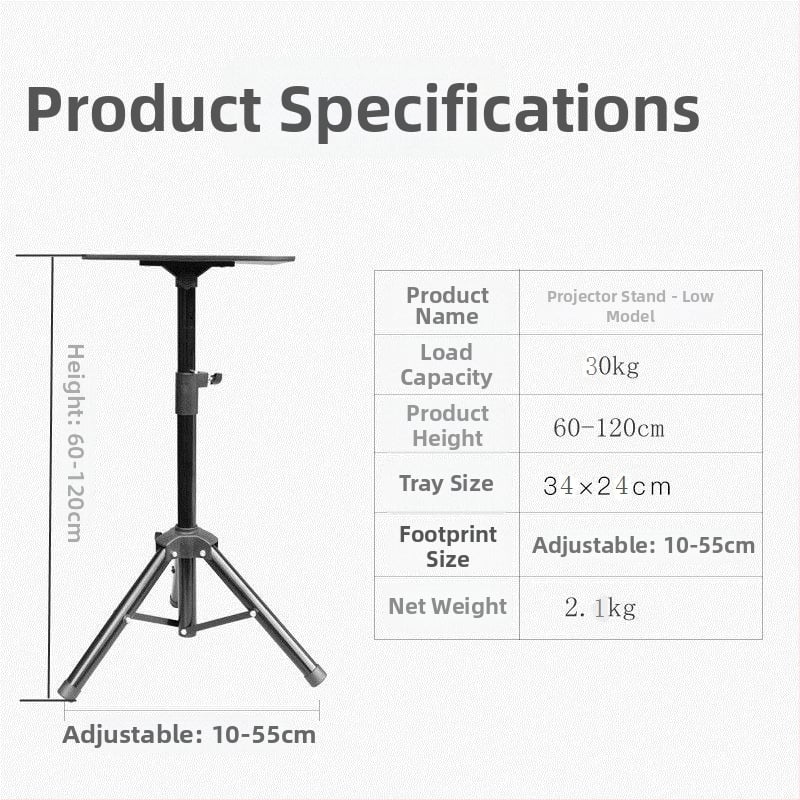  Univerzális padlón álló projektor állvány pan/tilt, hordozható, összecsukható
