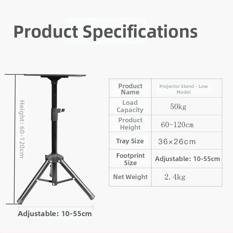  Univerzális padlón álló projektor állvány pan/tilt, hordozható, összecsukható