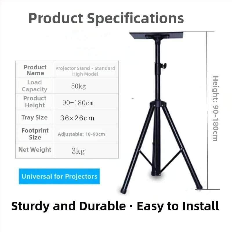  Univerzális padlón álló projektor állvány pan/tilt, hordozható, összecsukható