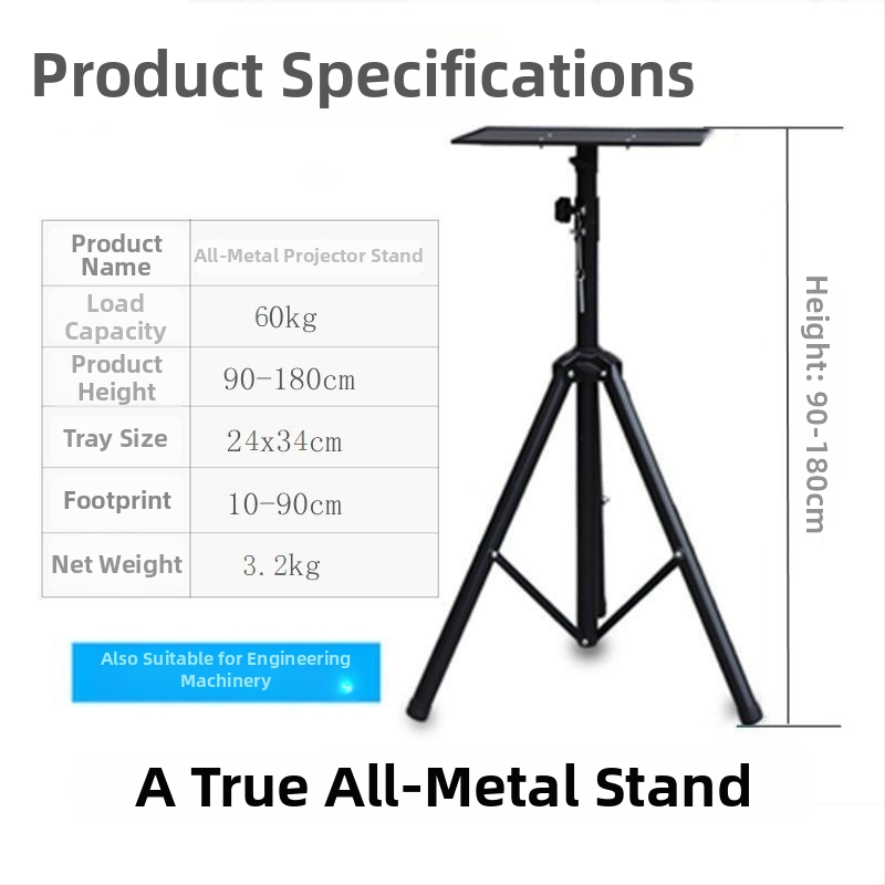  Univerzális padlón álló projektor állvány pan/tilt, hordozható, összecsukható
