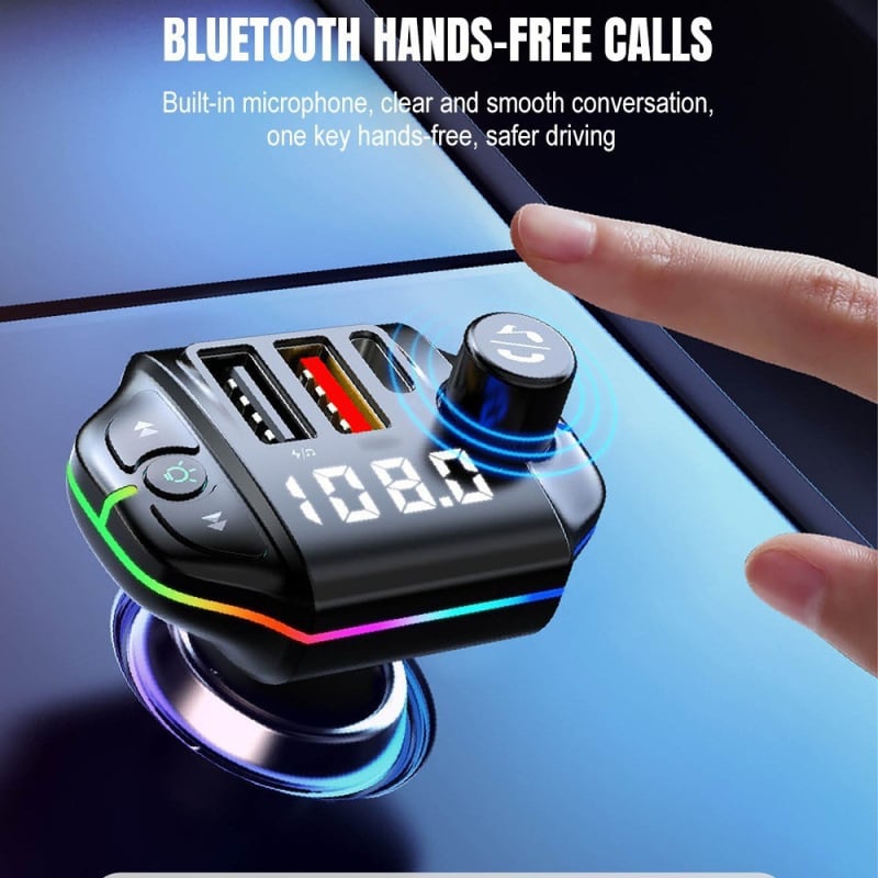 A8-A18 Autós Bluetooth lejátszó PD 3.1A töltő, két USB, FM adó, Monokróm kijelző