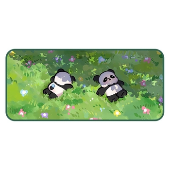 Prevelika podloga za miš s ručno oslikanim panda motivom, debeli rub, protuklizna površina, veliki stolni podmetač