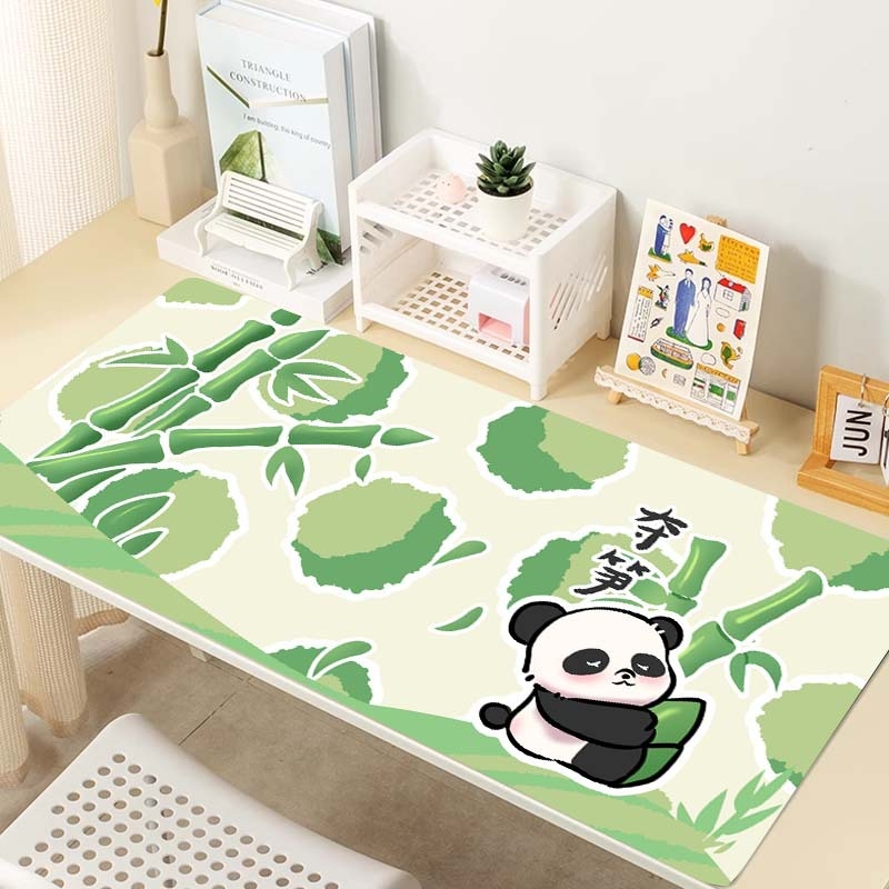 Prevelika podloga za miš s ručno oslikanim panda motivom, debeli rub, protuklizna površina, veliki stolni podmetač