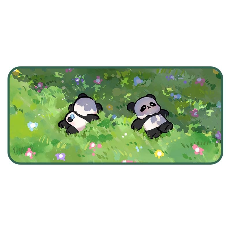 Prevelika podloga za miš s ručno oslikanim panda motivom, debeli rub, protuklizna površina, veliki stolni podmetač