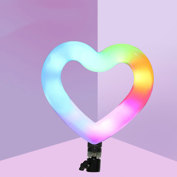Lumină LED în formă de inimă pentru live streaming pe telefon — 6W, 5V, model JM-LR06, iluminare pentru transmisiuni live, personalizabilă