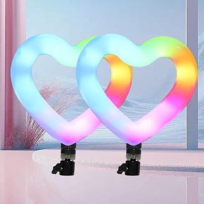 Lumină LED în formă de inimă pentru live streaming pe telefon — 6W, 5V, model JM-LR06, iluminare pentru transmisiuni live, personalizabilă