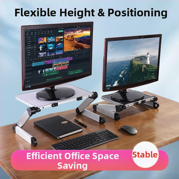 Stojan na monitor k stolnému počítaču – vyvýšená podpora displeja pre notebook, nastaviteľná, plastová, otáčavý typ