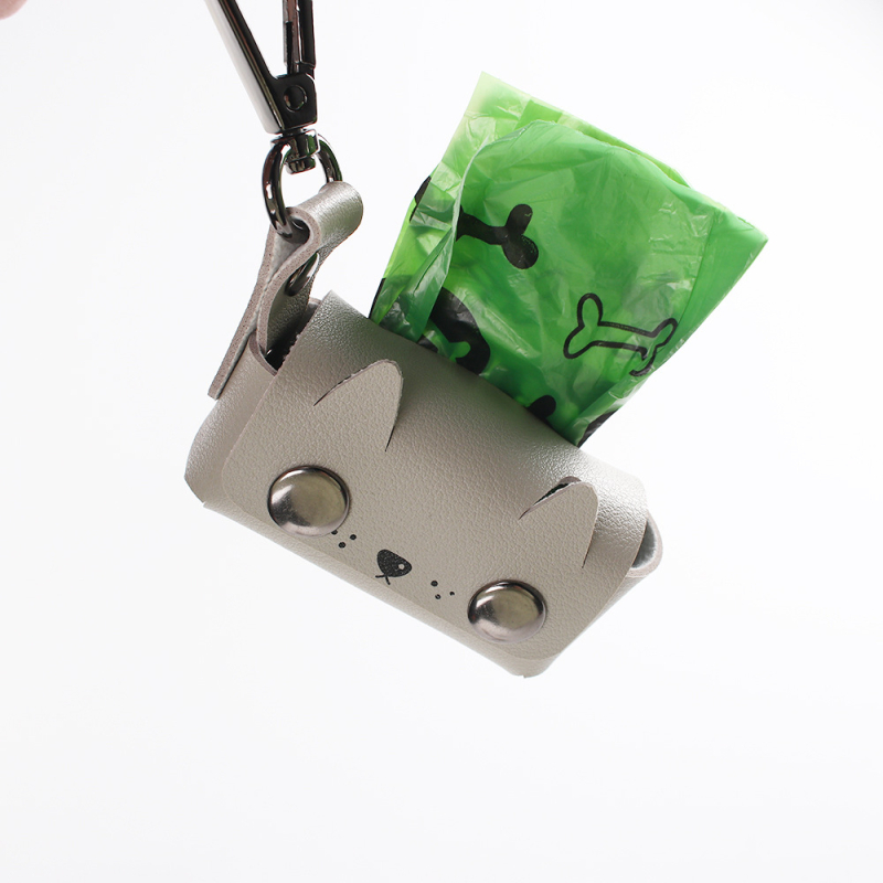 Δερμάτινος φορητός διανομέας σακουλών αποβλήτων κατοικίδίων με καρτούν σχήμα και επίπεδο στόμιο