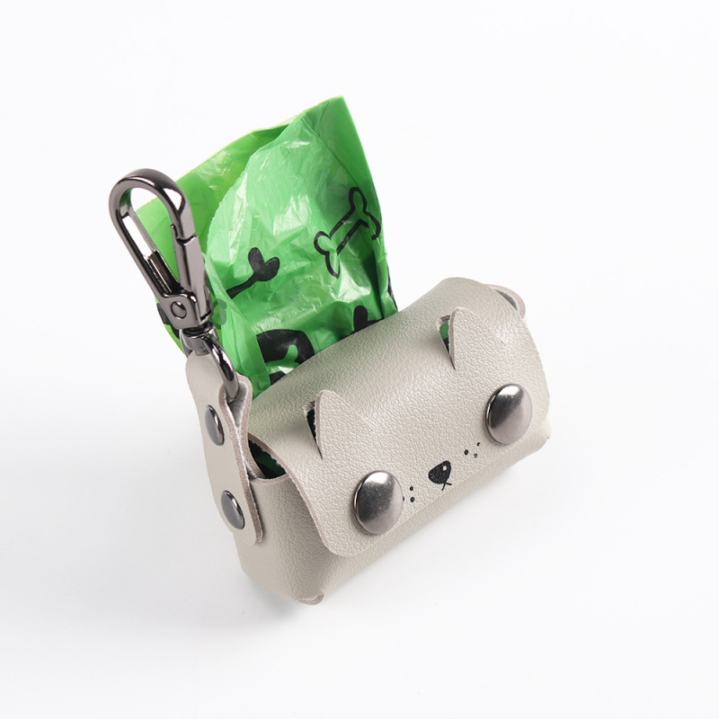 Δερμάτινος φορητός διανομέας σακουλών αποβλήτων κατοικίδίων με καρτούν σχήμα και επίπεδο στόμιο