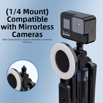 H29 Četru kāju tiešraides statīvs no ABS un alumīnija sakausējuma, universālais tālruņa turētājs, Bluetooth tālvadības pults, attēla stabilizācija, LED apgaisojums