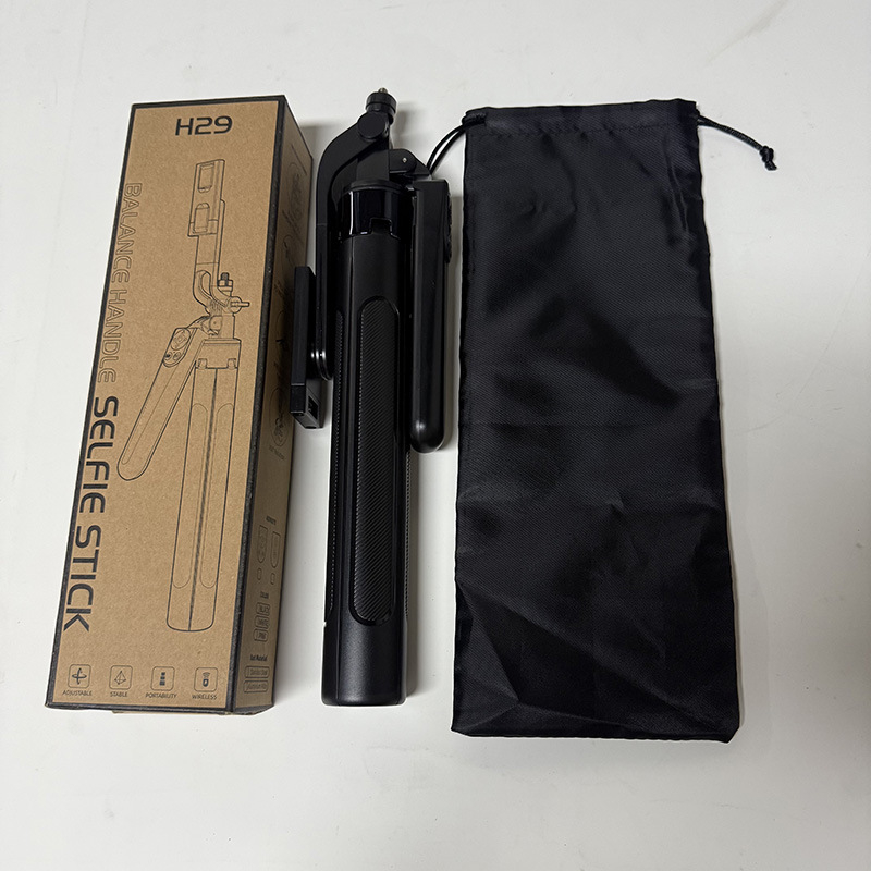 H29 Četru kāju tiešraides statīvs no ABS un alumīnija sakausējuma, universālais tālruņa turētājs, Bluetooth tālvadības pults, attēla stabilizācija, LED apgaisojums