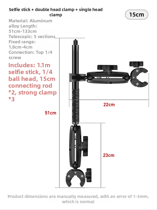 Pevný upínací držiak pre Insta360 akčnú kameru na motocykli, kompatibilný s GoPro selfie stick