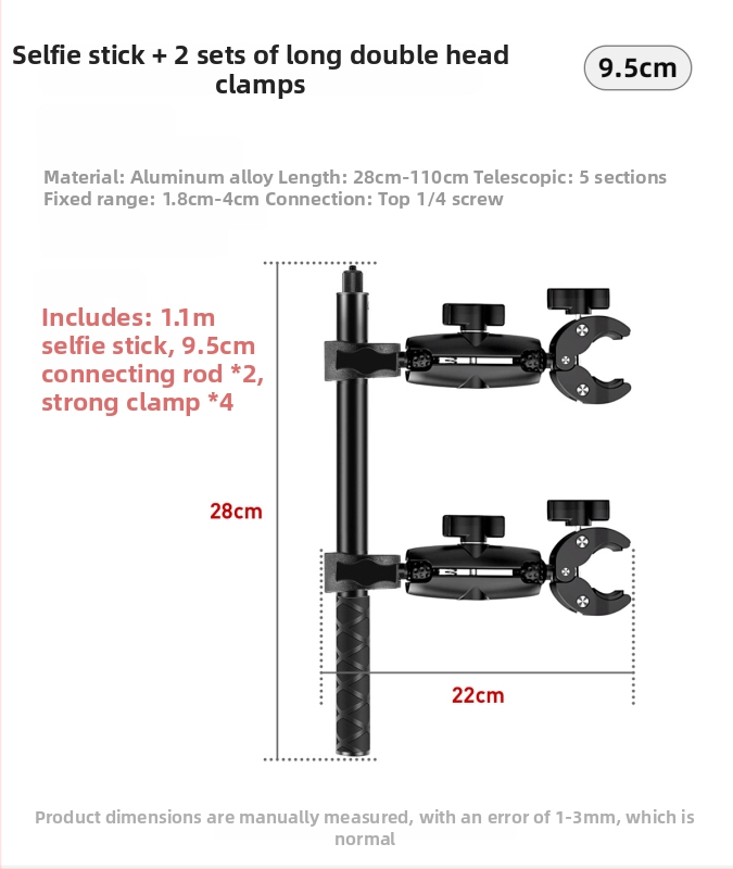 Pevný upínací držiak pre Insta360 akčnú kameru na motocykli, kompatibilný s GoPro selfie stick