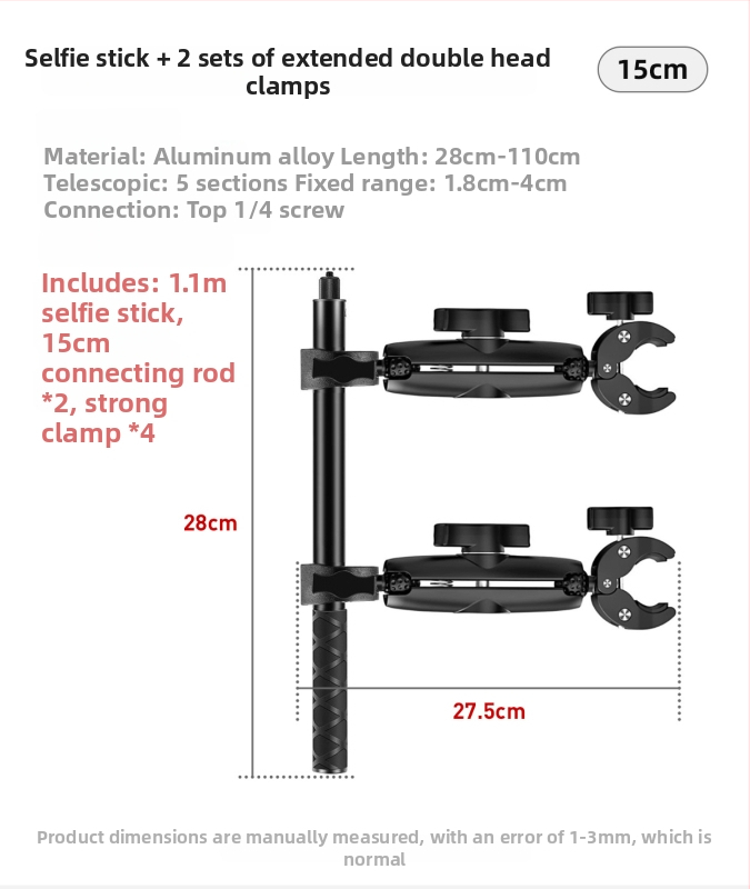 Pevný upínací držiak pre Insta360 akčnú kameru na motocykli, kompatibilný s GoPro selfie stick