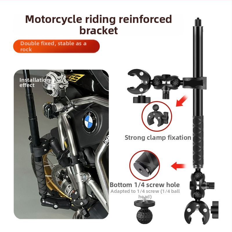 Pevný upínací držiak pre Insta360 akčnú kameru na motocykli, kompatibilný s GoPro selfie stick
