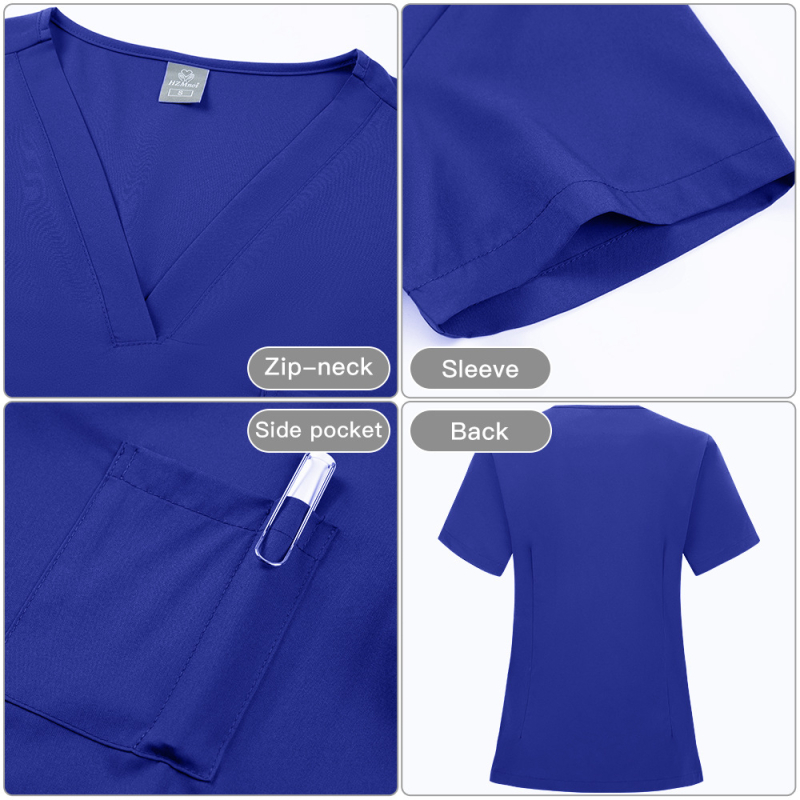 Dvodjelni scrubs set, kratki rukavi, V-izrez, poliester-spandeks materijal, unisex