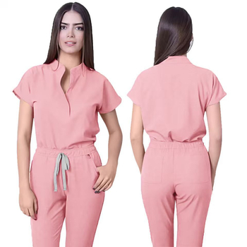 Unisex bezrukvový set scrubs s V výstrihom, nohavice, odvádza vlhkosť, zmes polyester-spandex