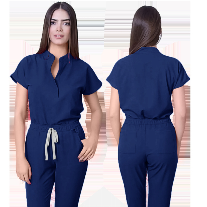 Unisex bezrukvový set scrubs s V výstrihom, nohavice, odvádza vlhkosť, zmes polyester-spandex