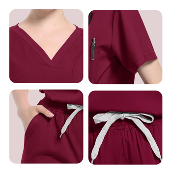 Set medical în două piese (split) – poliester-elastan 95%+, uscare rapidă, decolteu în V, mâneci scurte, unisex