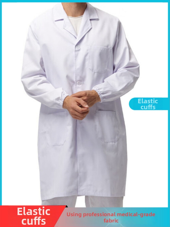 Unisex zdravotnícky lekársky plášť s krátkymi rukávmi, polyester-bavlna 65/35, odvádza vlhkosť, golier saka, nemocnica klinika