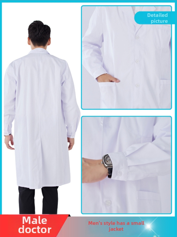 Unisex zdravotnícky lekársky plášť s krátkymi rukávmi, polyester-bavlna 65/35, odvádza vlhkosť, golier saka, nemocnica klinika