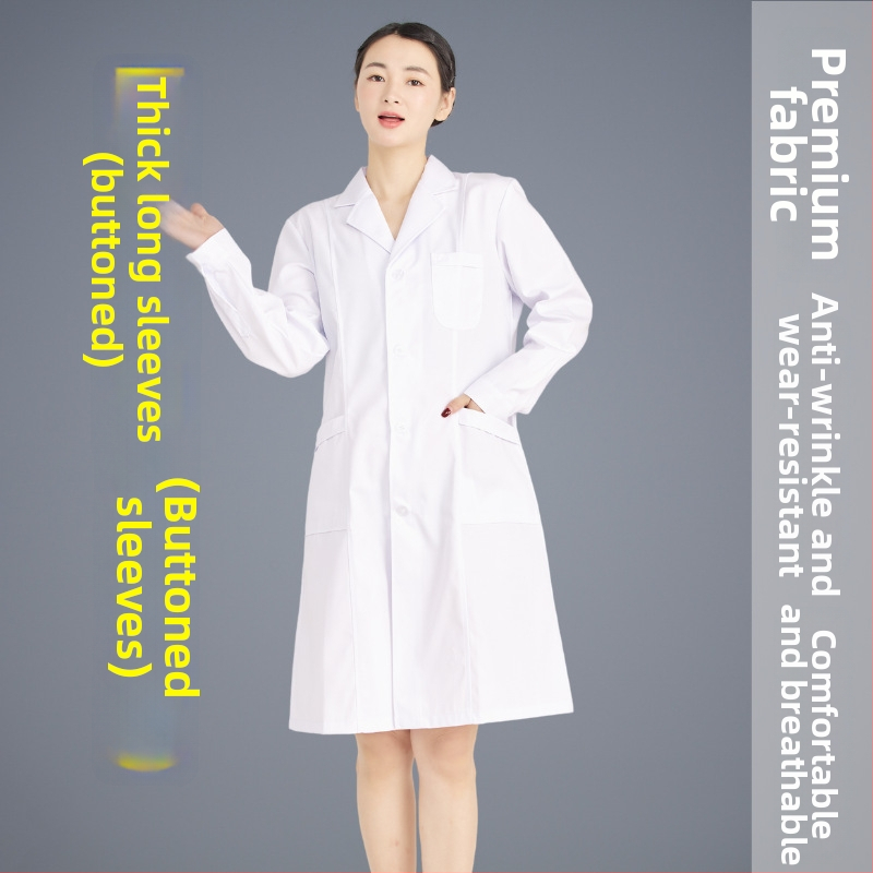 Unisex zdravotnícky lekársky plášť s krátkymi rukávmi, polyester-bavlna 65/35, odvádza vlhkosť, golier saka, nemocnica klinika