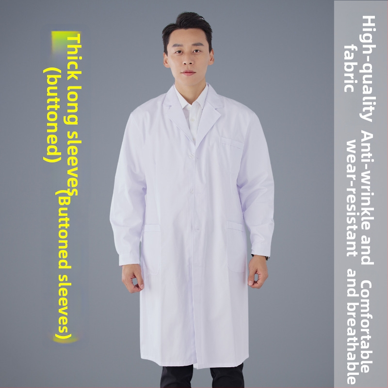 Unisex zdravotnícky lekársky plášť s krátkymi rukávmi, polyester-bavlna 65/35, odvádza vlhkosť, golier saka, nemocnica klinika