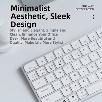 Bezdrôtový tenký set klávesnice a myši – viac ako 98 kláves, bezdrôtové pripojenie, spárovanie na 2 zariadenia, bez podsvietenia